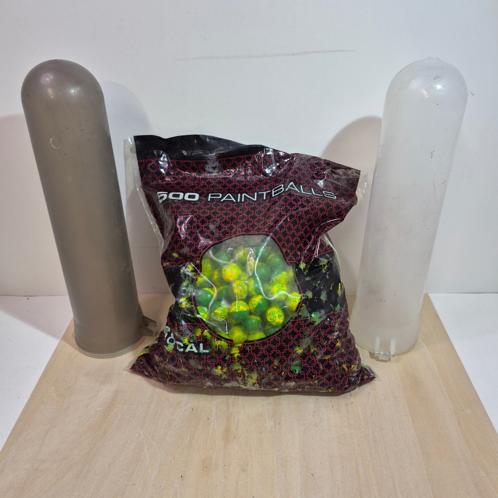 500 Count .68 Paintballs‎ Green Yellow with 2 Plastic Reloading Pods